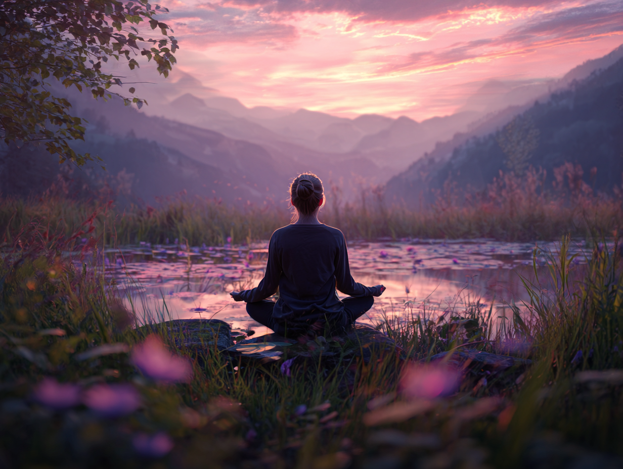 Жінка в позі йоги на природі